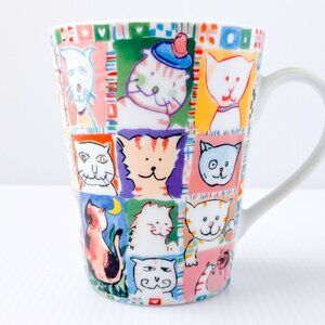 Cat Lovers Ceramic Mug for Tea or Coffee, Multi Color Cat Heads by Topchoice